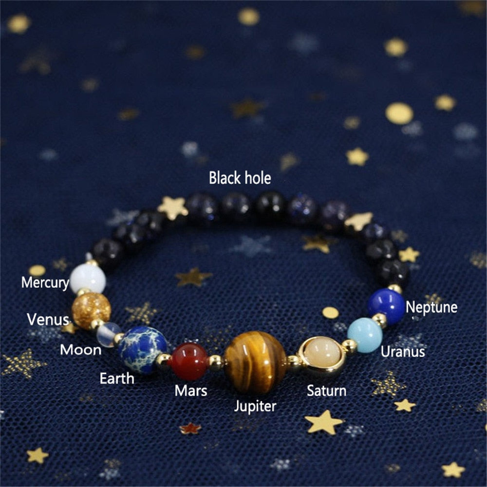 Planet Design Natural Stone Beads Bracelet 天然晶石行星手鏈